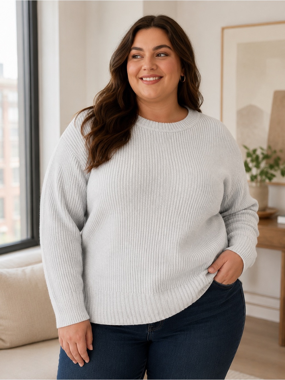NWT Ava & Viv Light Gray Crewneck Pullover Sweater Size 3X XXL (17) Target